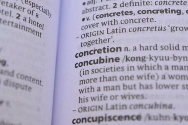 İngilizce Sözlük Kitabı Sayfası Somut Sözcük Tanımının Kapanışı