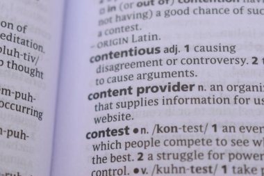 İngilizce Sözlük Sayfasının Detayları ve Sözcük Açıklaması - Yarışma