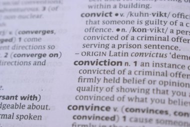 İngilizce Sözlük Sayfasının Detayları ve Sözcük Açıklaması - mahkumiyet