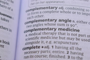 Tamamlayıcı tıbbın kelime referansı ile İngilizce Sözlük Sayfasını Kapat