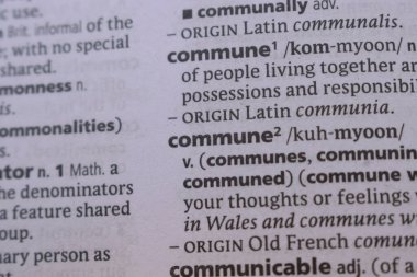 İngilizce Sözlük Sayfası ve Komünün Açıklaması