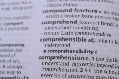 İngilizce Sözlük Kitabı Sayfası Anlaşılabilir Sözcüklerin Çeviri: