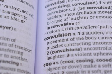 İngilizce Sözlük Sayfası ve Konvülsiyon Açıklamasının Detayları