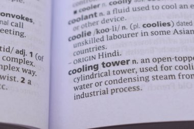 İngilizce Sözlük Sayfasının Detayları ve Soğutma Kulesi Açıklaması