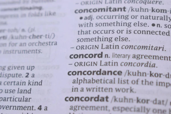 İngilizce Sözlük Kitabı Sayfası Sözcük Tanımı - Uyum