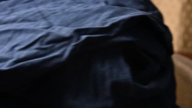 Blue Jeans Kumaş Gömlek Dönen Tekstil Doku Görüntüsü