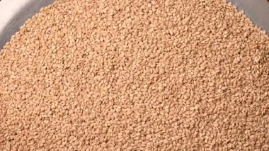 Desenli Arkaplan Gıda Görüntüsünde Dönen Susam Tohumlarının Üst Görünümü