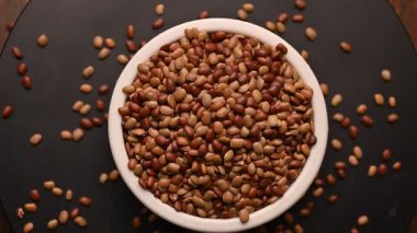 Bowl Sağlıklı Nabız Doku Görüntüsünde At Gramının Dönen Üst Görünümü (Kulthi Dal)