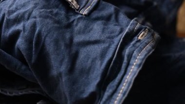 Blue Jeans Kumaş Gömlek Dönen Tekstil Doku Görüntüsü