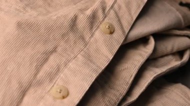 Dönen Krem Rengi Denim Jeans Gömlek Kumaşı Dokusu Yan Görünümü Kapat