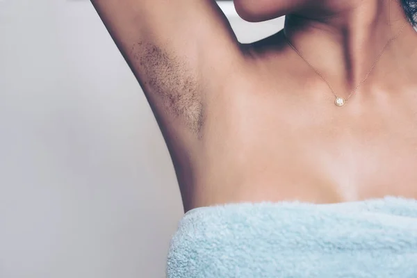 Suddiga Kvinnor Underarm Som Har Många Håriga Armhålor Svart Och — Stockfoto