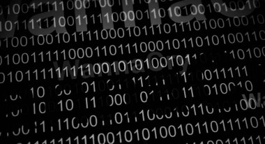 Soyut bulanık Tech Dijital Veri Aktarımı Sayısal sürekli kod kırmızı WannaCry kelimeleriyle ikili kodda web verisi. En yeni Siber atak konsepti.