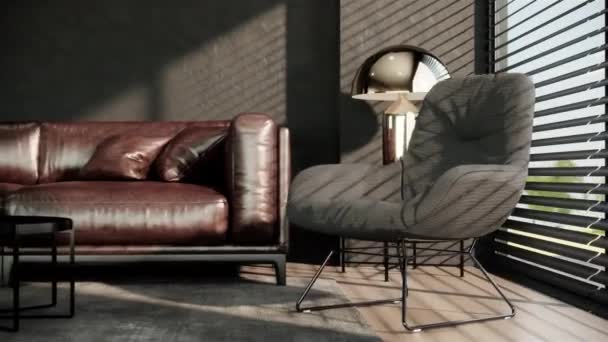 Modern Retro Interieur Design Hedendaags Appartementenconcept Roterende Close Opname Video — Stockvideo