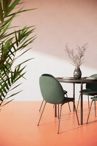의자가 현대식 주황색 바닥과 렌더링 — 스톡 사진