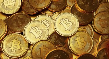 Altın Bitcoin resmi kripto para birimi kavramları. 3d illüstrasyon.