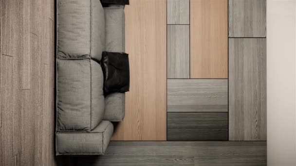 Interior Modern Cadru Imagine Gol Fundal Perete Din Lemn Living — Videoclip de stoc