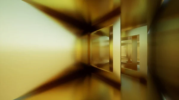 golden rectangle abstract background , gold room, 3d render