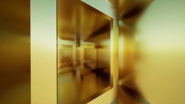 gold rectangle abstract background , golden room, 3d render