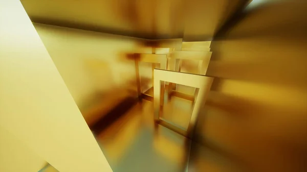 golden room, gold rectangle abstract background , 3d rendering