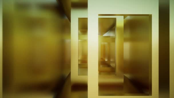 黄金の抽象的な動き背景3Dレンダリングビデオ4Kズームアウトショット — ストック動画