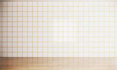  Modern iç plan modeli, beyaz duvar ve ahşap zemin olan bir oda, minimal stil, 3D çizim, 3D resimleme