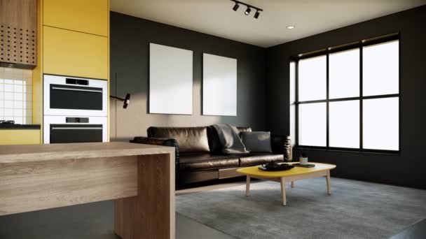 Interior Quarto Moderno Com Mobiliário Estilo Apartamento Contemporâneo Quarto Tem — Vídeo de Stock