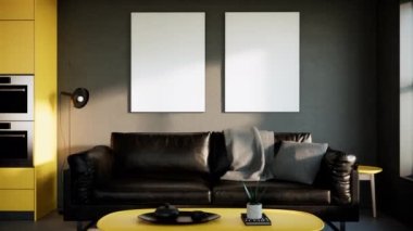  Lüks modern oturma odası iç mekanı, 3 boyutlu animasyon ultra HD 4K