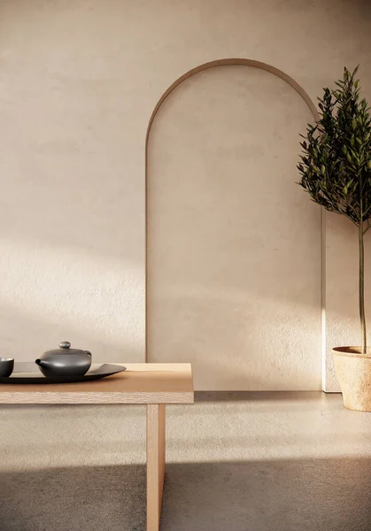 oturma odası japandi modern İskandinav tarzı, daire içi, 3D dikey arka plan