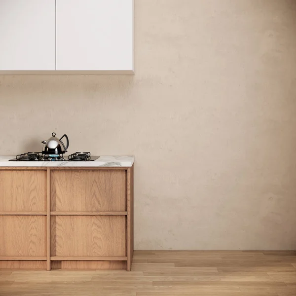 Diseño Interiores Cocina Estilo Japonés Moderno Apartamento Escandinavo Representación Fondo — Foto de Stock