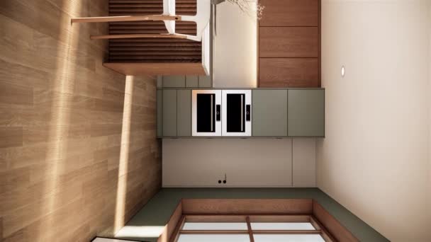 Intérieur Cuisine Style Japandi Avec Meubles Cuisine Îlot Design Appartement — Video