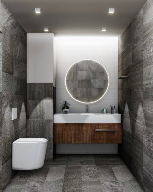 Modern banyonun iç tasarımı, 3D görüntüleme