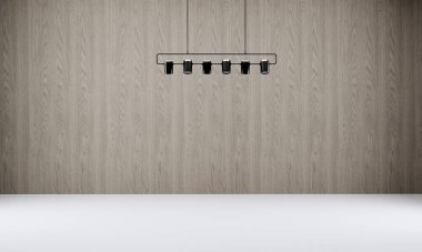 modern boş oda iç tasarımı ahşap duvar ve beyaz zemin, stüdyo tasarımı 3D canlandırma arkaplanı