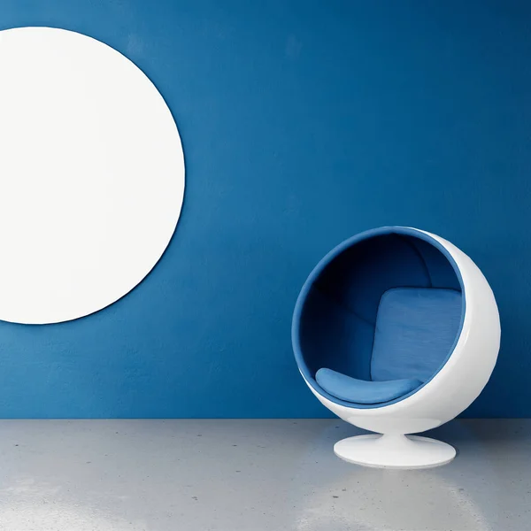Moderne Blaue Raumideen Mit Ballstuhl Moderne Wohnung Innenarchitektur Rendern Hintergrund — Stockfoto