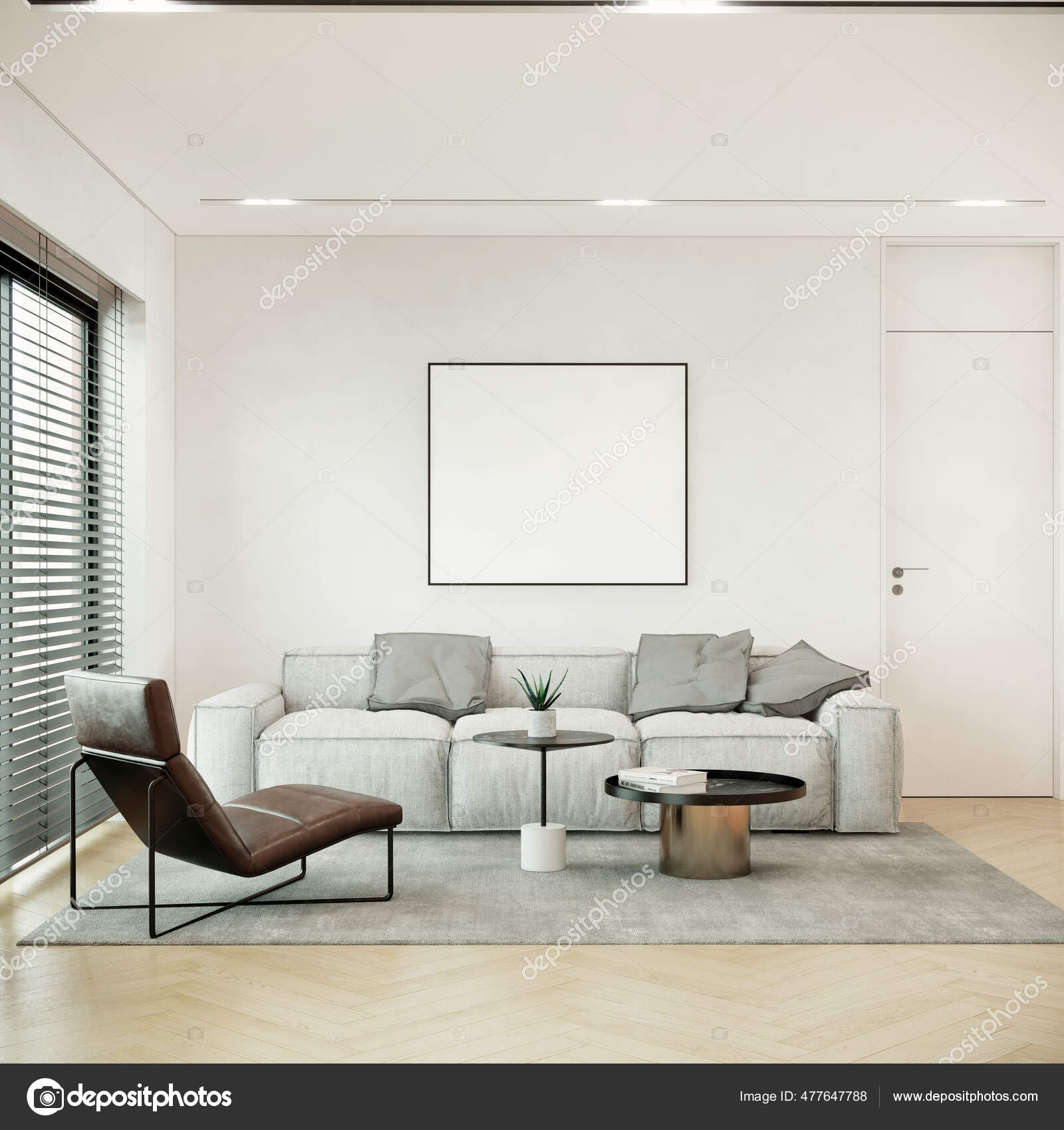 Modern Style Living Room Interior Design Blank Picture Frame Cream Stock Photo By C Aey Cgscape Gmail Com