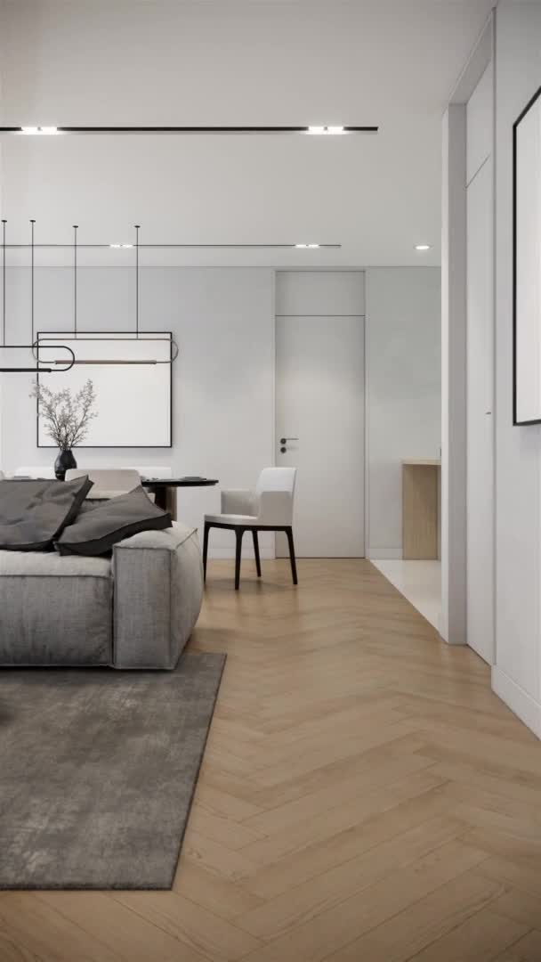 Intérieur Chambre Scandinave Moderne Avec Mobilier Style Appartement Blanc Contemporain — Video