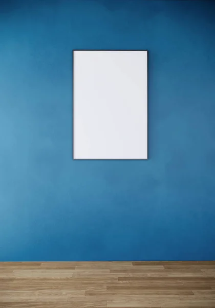 Порожня Рамка Зображення Глузує Синій Стіні Дизайн Інтер Єру Кімнати — стокове фото