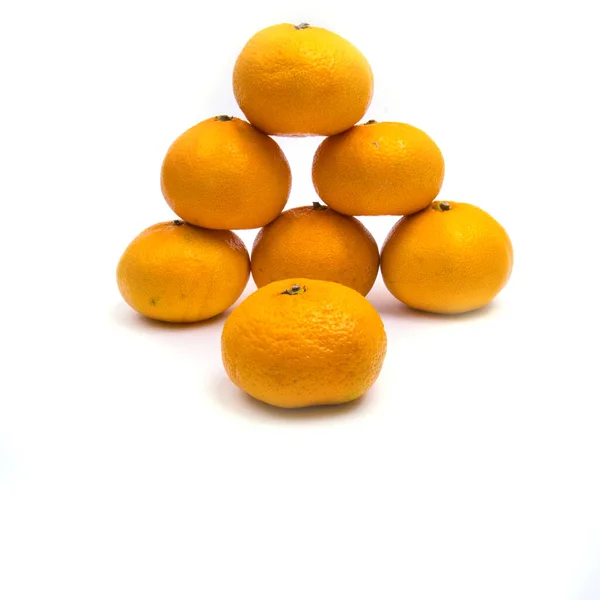 Tangerines White Background Isolated Copy Space Top View Close — Stock Photo, Image