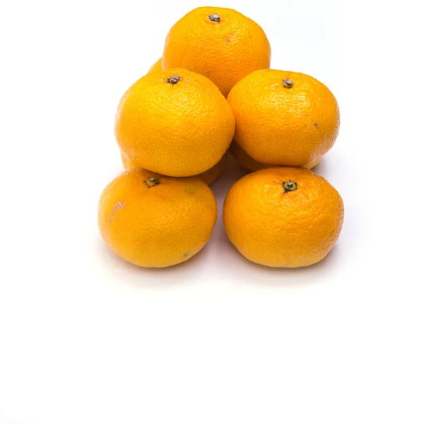 Mandarinen Auf Weißem Hintergrund Isoliert Kopierraum Draufsicht Nahaufnahme — Stockfoto