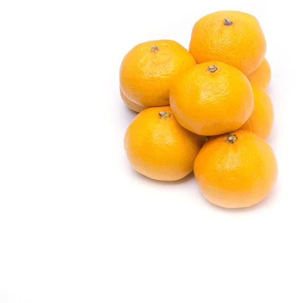 Tangerines White Background Isolated Copy Space Top View Close — Stock Photo, Image