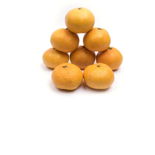 Tangerines White Background Isolated Copy Space Top View Close — Stock Photo, Image