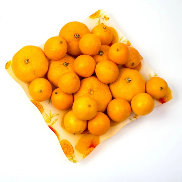 Tangerines Large Dish White Background Close Copy Space Isolated — Stock Photo, Image