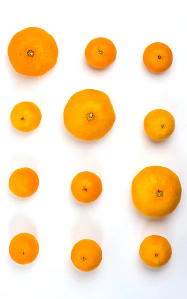 Tangerines Spread Out Square White Background Close Copy Space Isolated — Stock Photo, Image