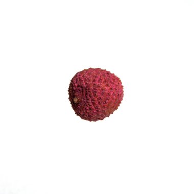 Beyaz arka planda Litchi meyvesi izole, üst görünüm, yaratıcı konsept