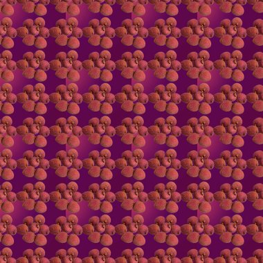 Açık kırmızı zemin üzerinde Litchi meyvesi izole, serilmiş desen, üst görünüm, düz kaşık, yaratıcı konsept