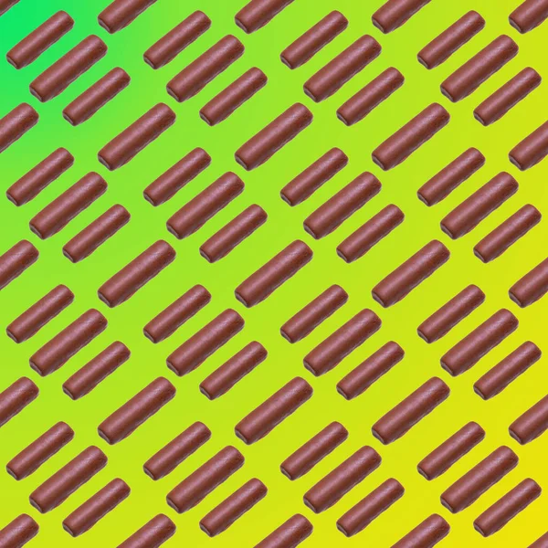 Застекленный Творог Шоколадом Изолированный Желто Зеленом Фоне Облицованный Узором Обоями — стоковое фото
