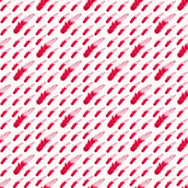Beyaz arkaplanda kırmızı tüy deseni