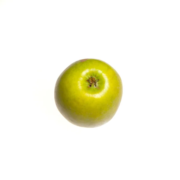 Manzana Verde Sobre Fondo Blanco Aislado Primer Plano Espacio Copia — Foto de Stock