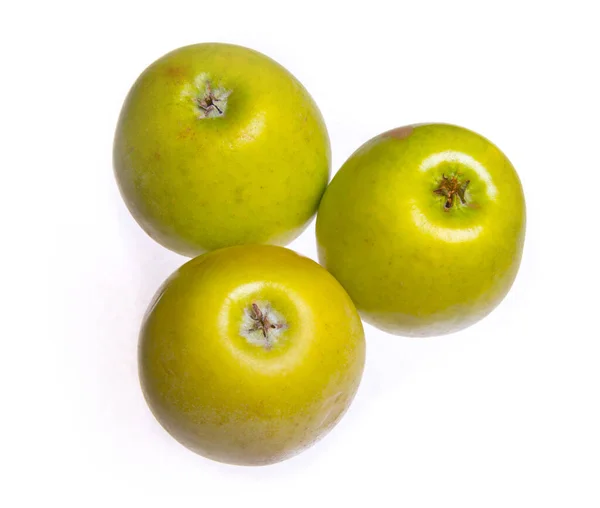 Zelené Jablko Bílém Pozadí Izolované Close Kopírovat Prostor Pro Text — Stock fotografie