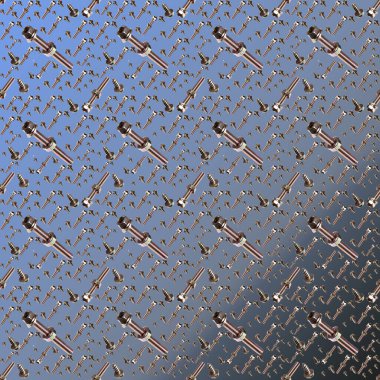 Cıvata ve fındık yıkayıcı siyah ve beyaz arka plan deseni üzerine vida, yakın plan, duvar kağıdı, doku, metin için kopyalama alanı