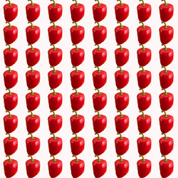 Bulharský Červený Pepř Bílém Pozadí Vzor Tapety Horní Pohled Ploché — Stock fotografie